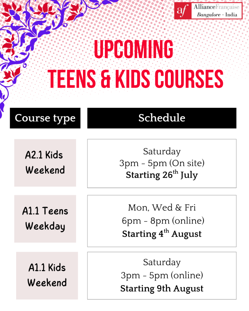 Upcoming Kids French Courses