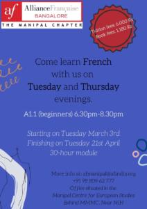 French Classes for Beginners A1.1 March 2020